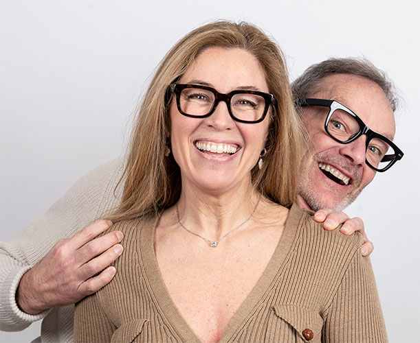 Man and a woman wearing glasses